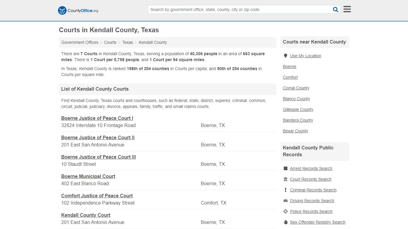 Courts - Kendall County, TX (Court Records & Calendars)